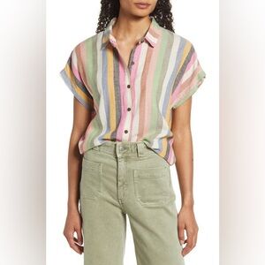 Barely worn! Marine Layer Dana Short Sleeve Shirt in Bold Stripe - size Small